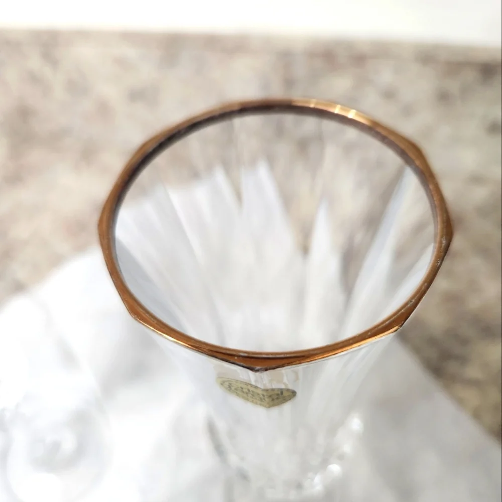 Cristal D'Arques Champagne Flutes with‎ Gold Rim set of 3